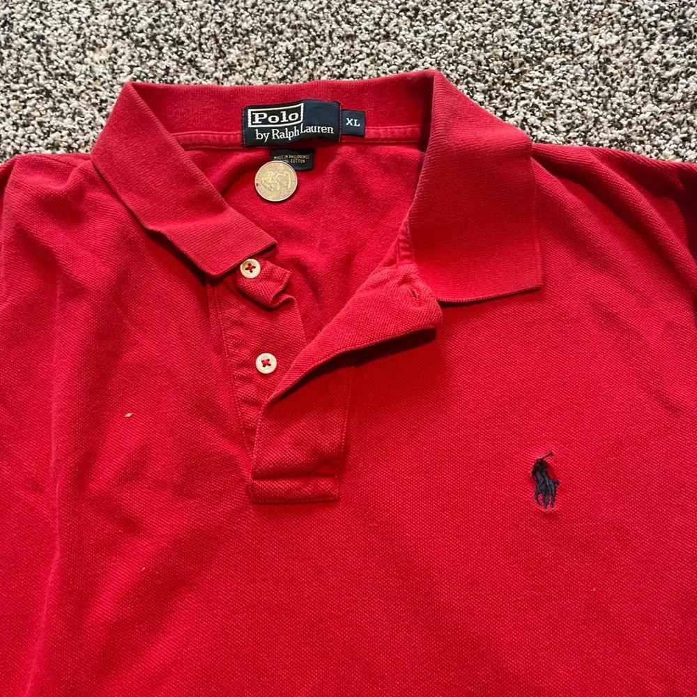 Polo Ralph Lauren Mens XL Red Long Sleeve Pique‎ Cotton Pony Logo Polo Shirt
